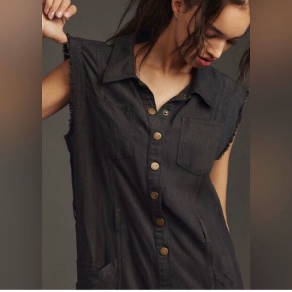 Anthropologie Pilcro Mechanic Jumpsuit Sleeveless Romper Size Medium - Picture 2 of 10